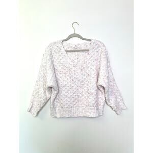 Chloe + Cyrus Textured Pastel Open Knit Cropped Sweater, Size L Boho Romantic